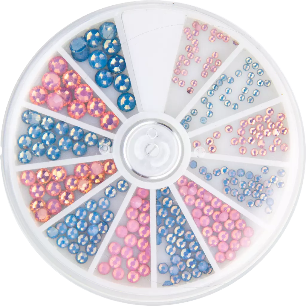 Magnetic Frosted Rhinestones Pink and Blue 6 sizes 270pcs - Creata Beauty - Professional Beauty Products