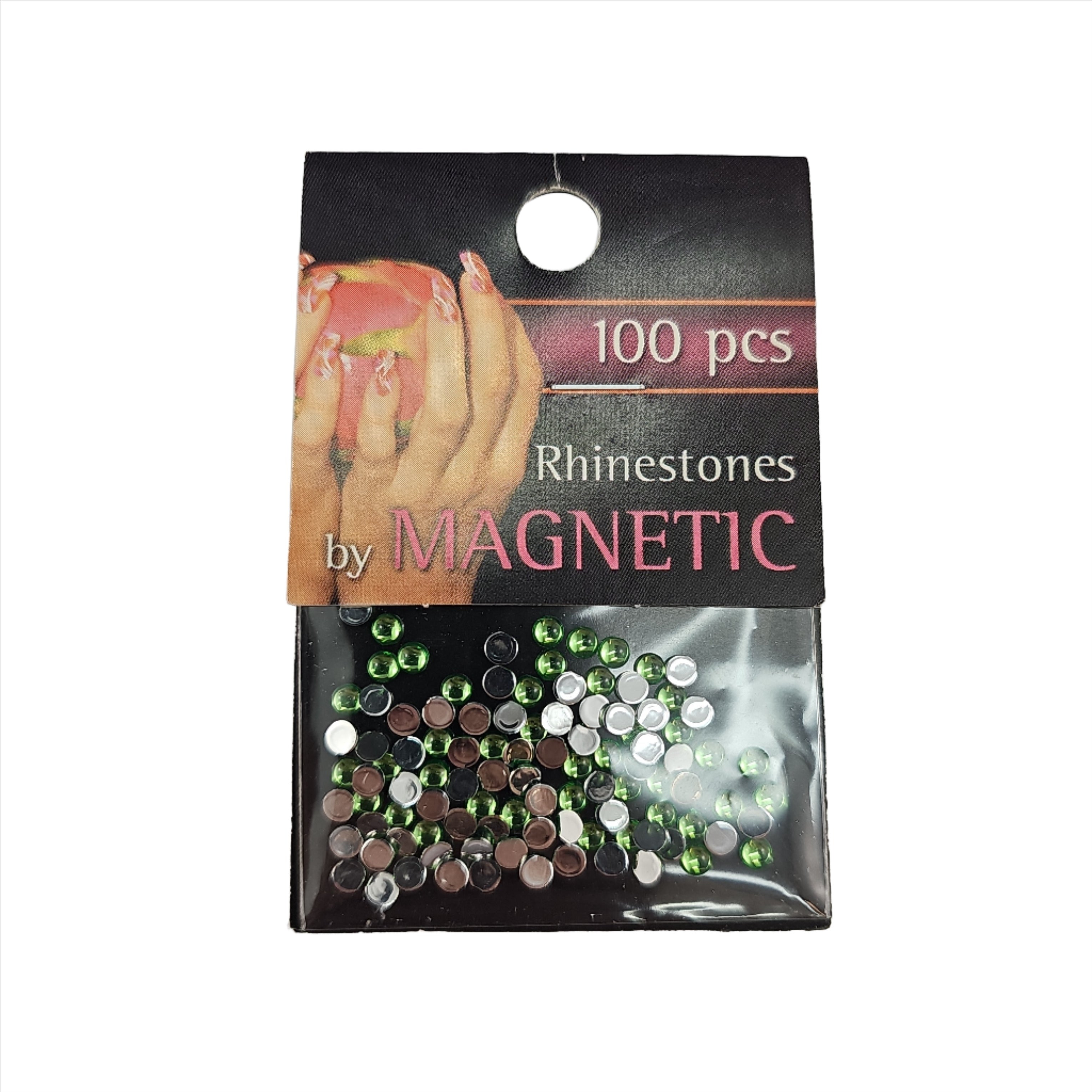 Magnetic Rhinestone Round L/Green L 100 pcs - Creata Beauty - Professional Beauty Products