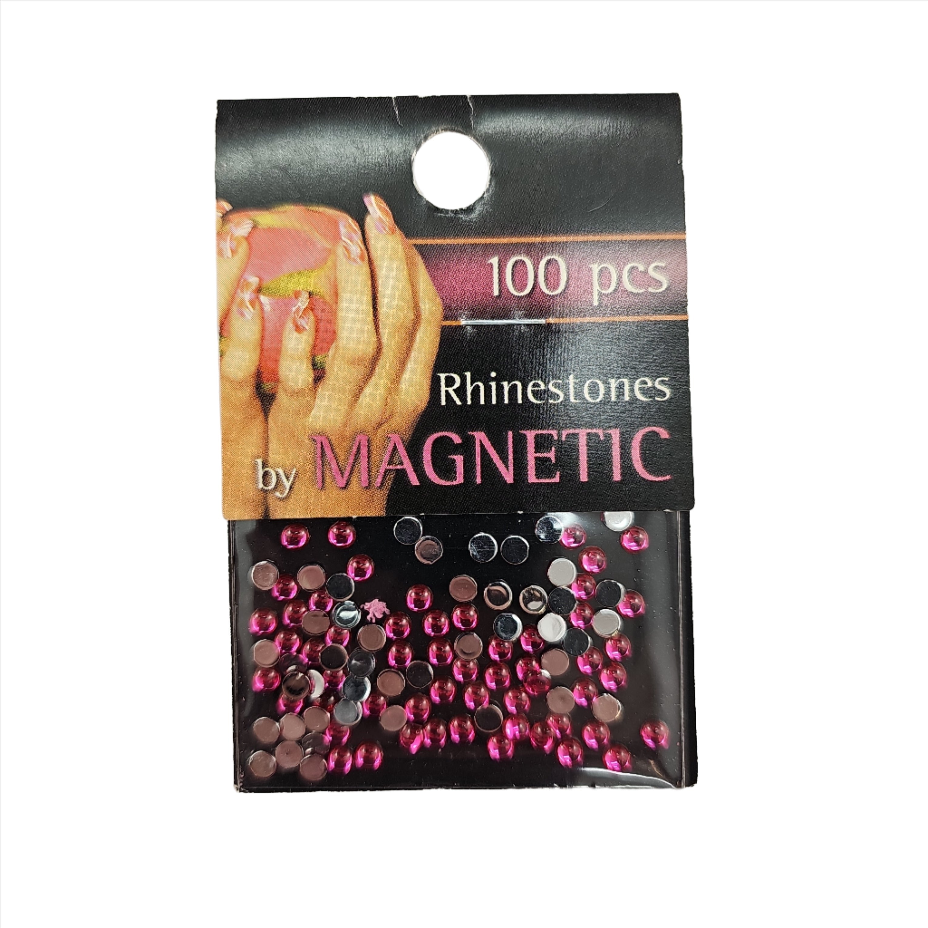 Magnetic Rhinestone Round Pink L 100 pcs - Creata Beauty - Professional Beauty Products