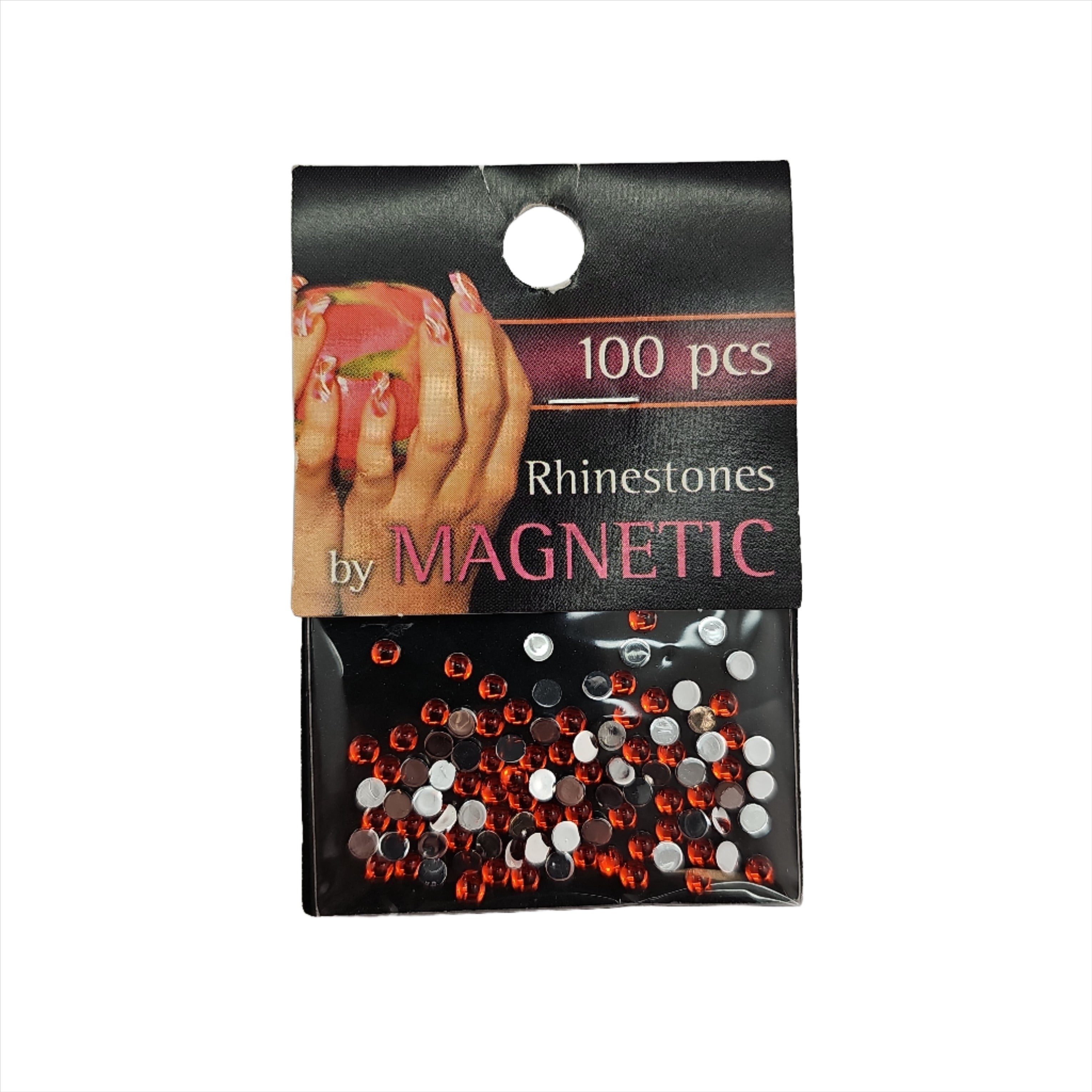 Magnetic Rhinestone Round Orange L 100 pcs - Creata Beauty - Professional Beauty Products