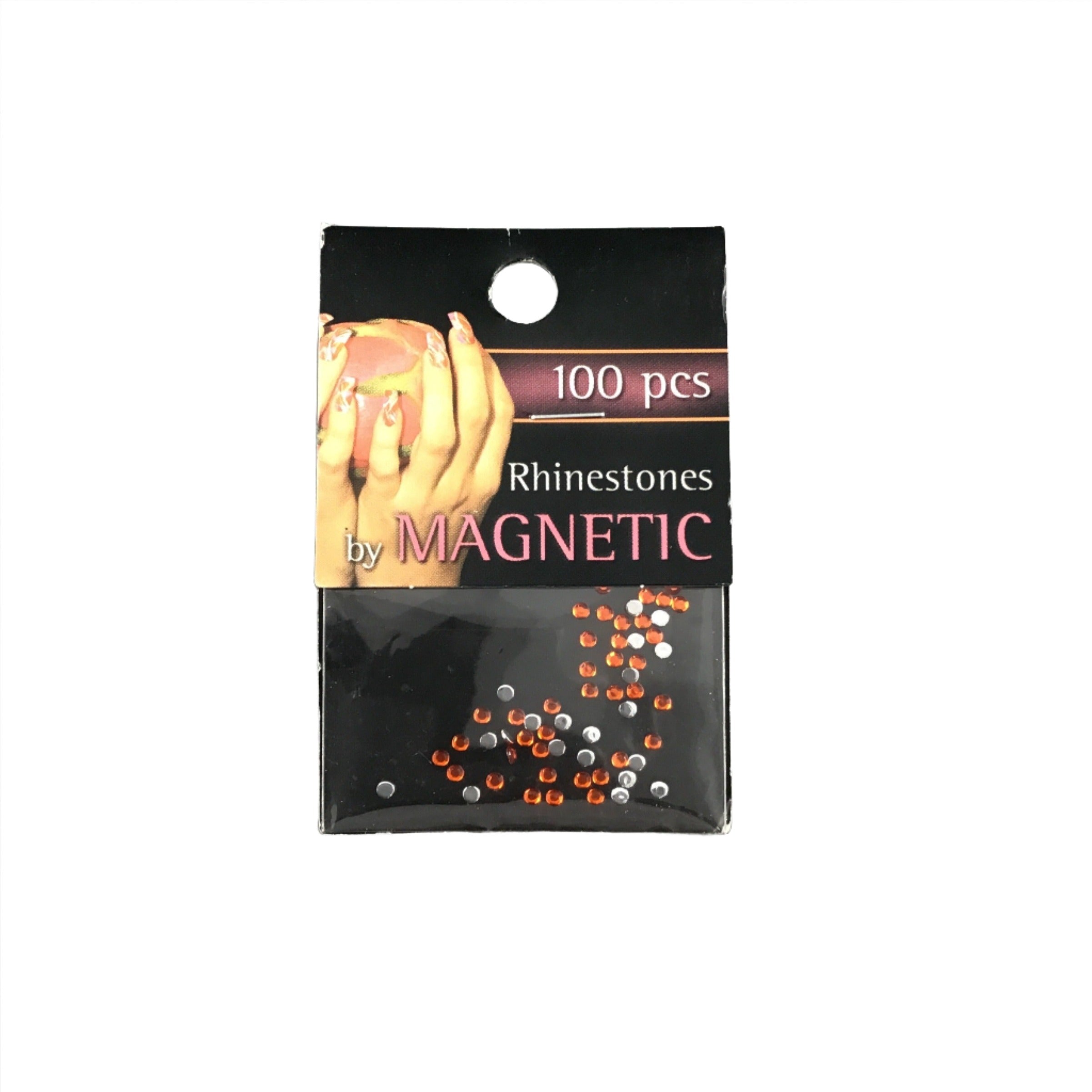 Magnetic Rhinestone Orange Medium 100 pcs