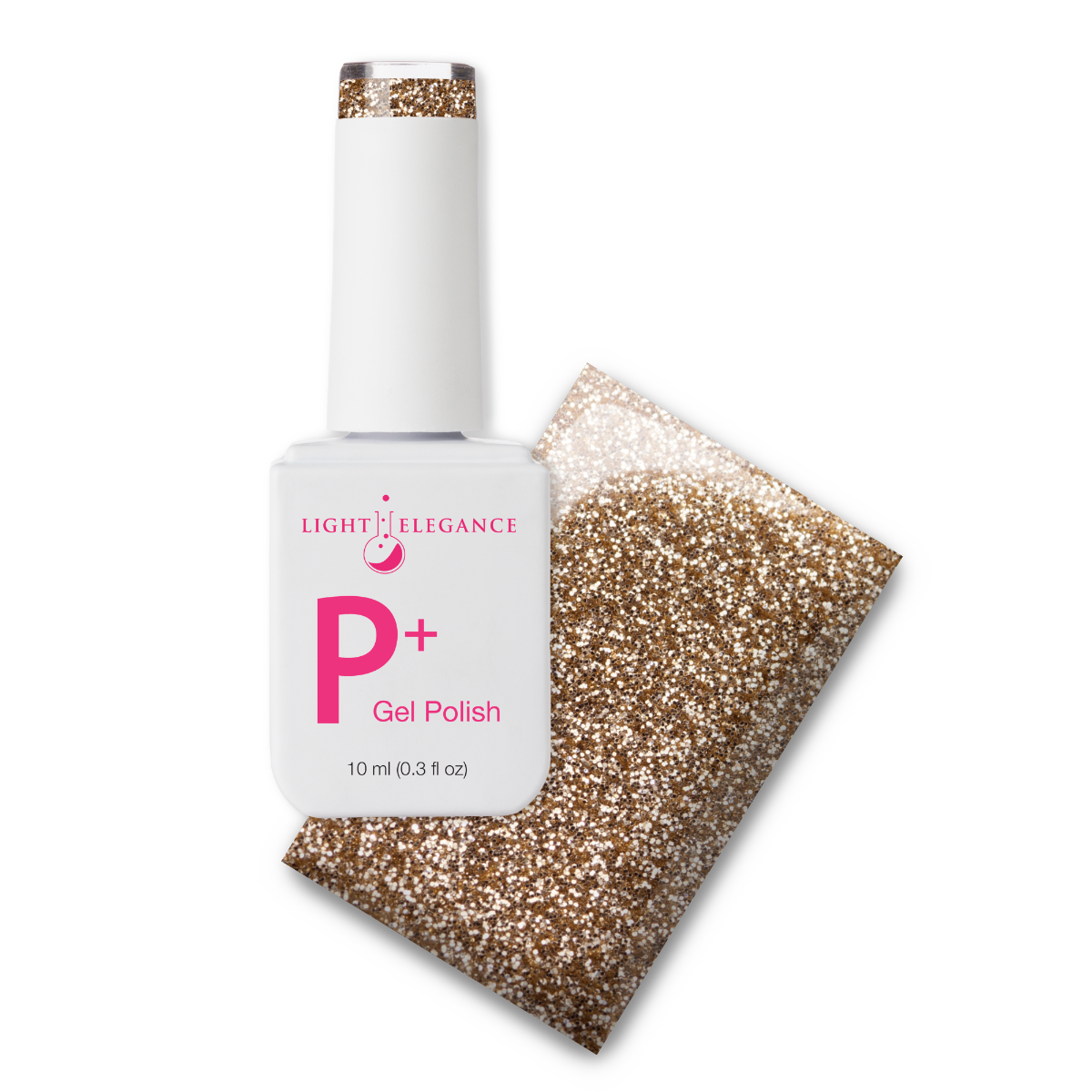 Light Elegance P+ Soak Off Glitter Gel - Gold :: New Packaging