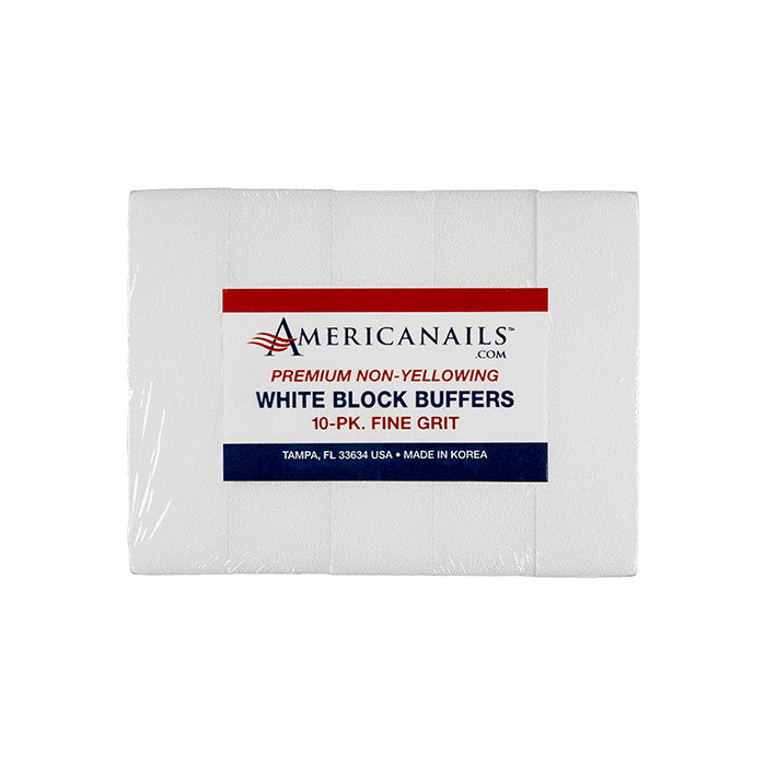 Americanails Premium White Block Buffers | 120 Grit 10ct