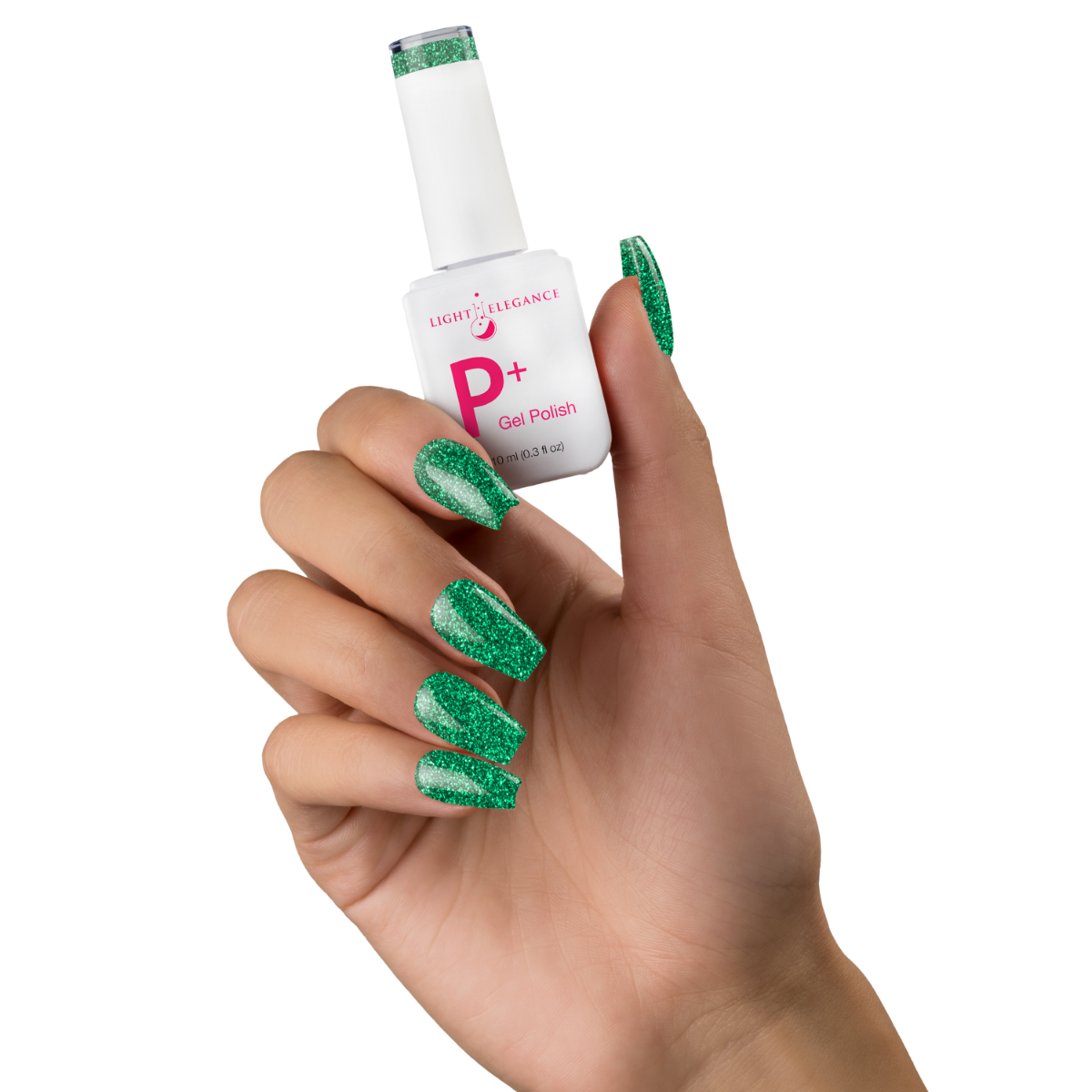 Light Elegance P+ Soak Off Glitter Gel - Emerald Green :: New Packaging